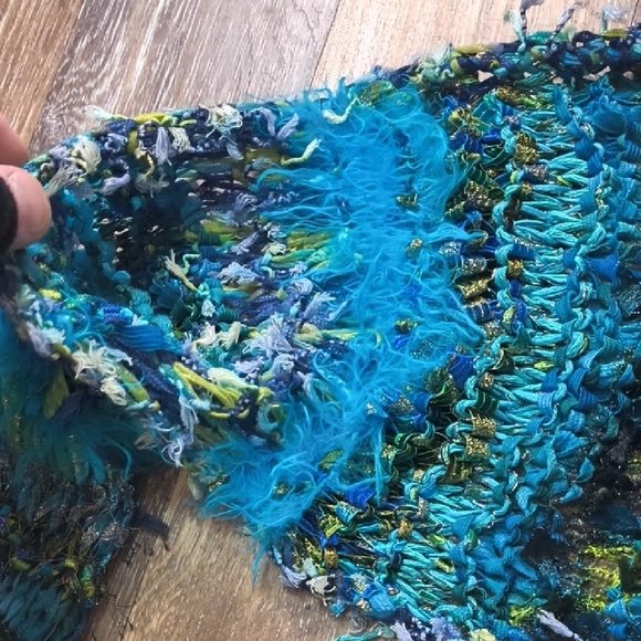 Blue and Green Hand Knitted Sleeves - Picture 3 of 6